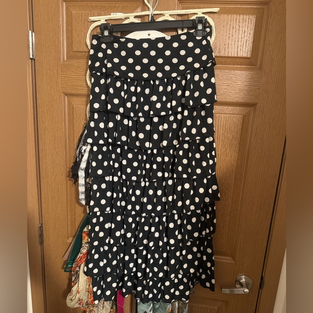 DJ Polka Dot Ruffle Skirt - Black and White
